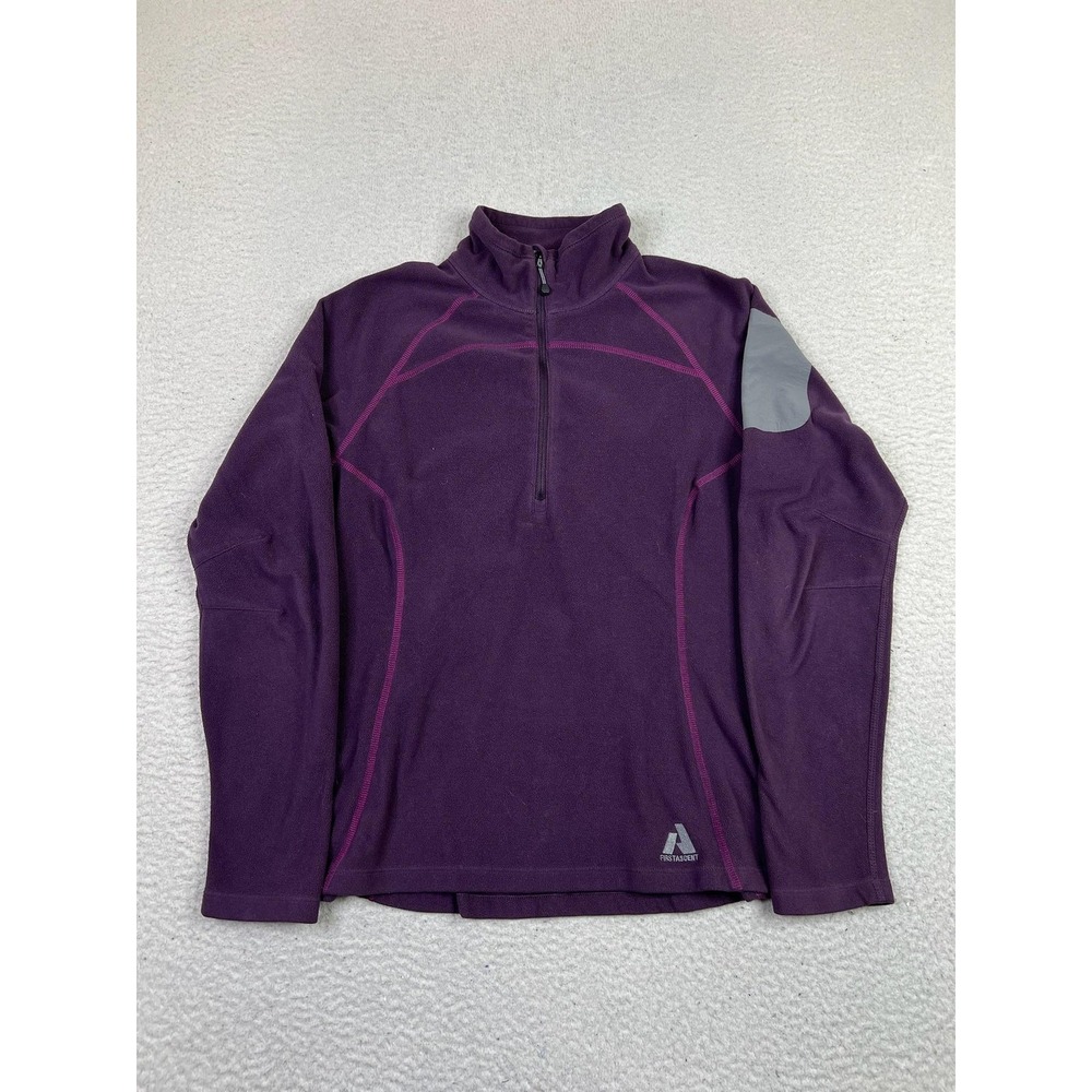 Eddie Bauer First Ascent Sweater Womens Medium Purple‎ Fleece Quarter Zip Pocket